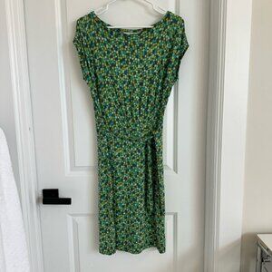 Boden Green and Blue Patterned Midi Dress